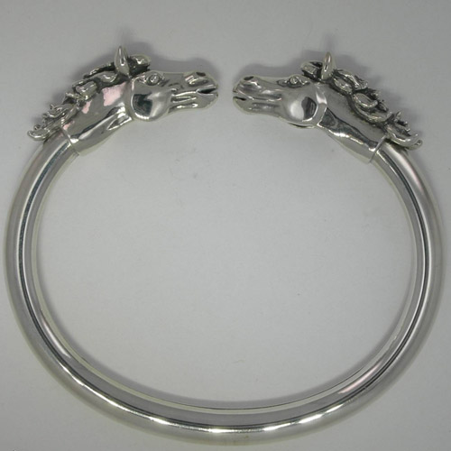 Sterling Silver flexible horse head cuff bracelet