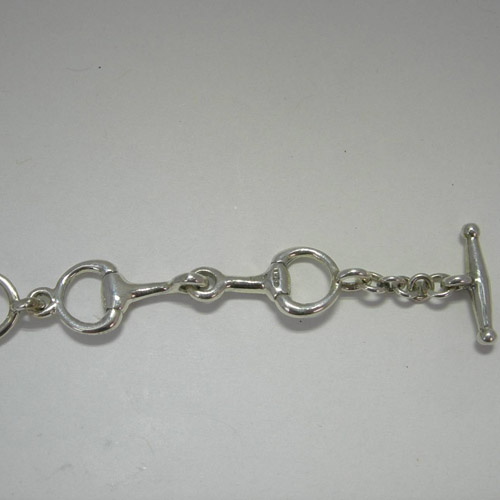 toggle part of clasp of Sterling Silver snaffle bit bracelet