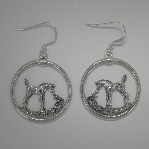 Sterling Silver foal and butterfly hoop earrings