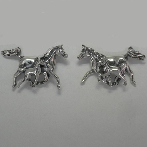 Sterling Silver Arabian mare and foal post earrings