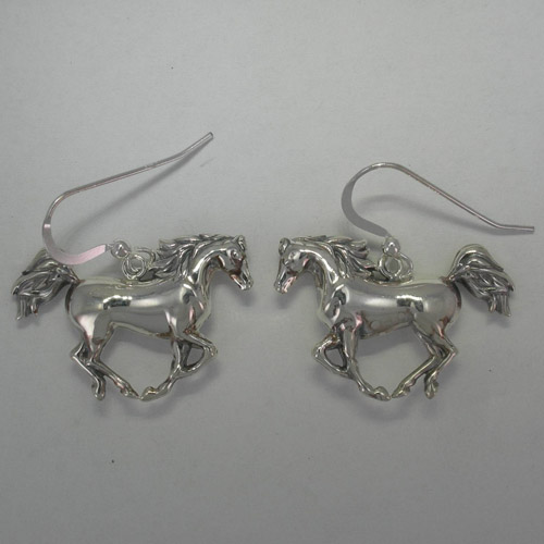 Sterling Silver large galloping Arabian dangle earrings