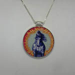 Reverse side of enamel reversible horse necklace