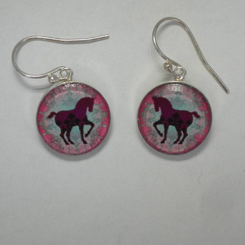 Sterling Silver enamel reversible horse earrings