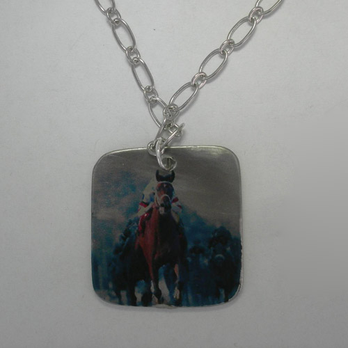 Pewter tile Thoroughbred necklace