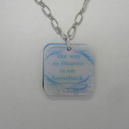 back of Acrylic rearing horse necklace