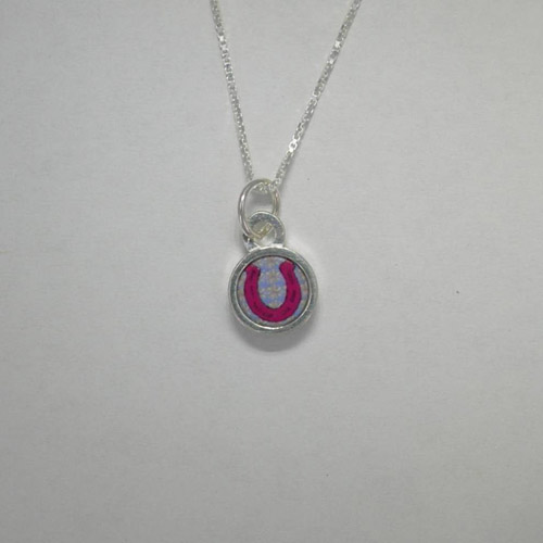 opposite side of Sterling Silver reversible horseshoe necklace