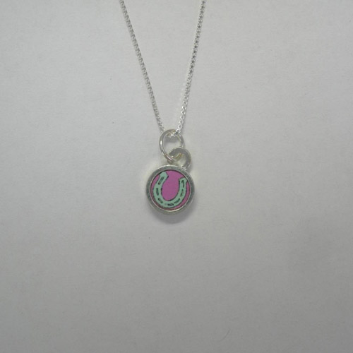 Sterling Silver reversible mini circle horseshoe necklace