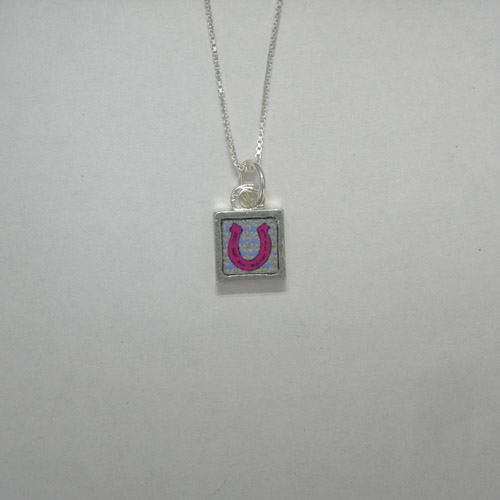 Sterling Silver reversible mini square horseshoe necklace
