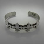 different angle of fleur de lis cuff bracelet