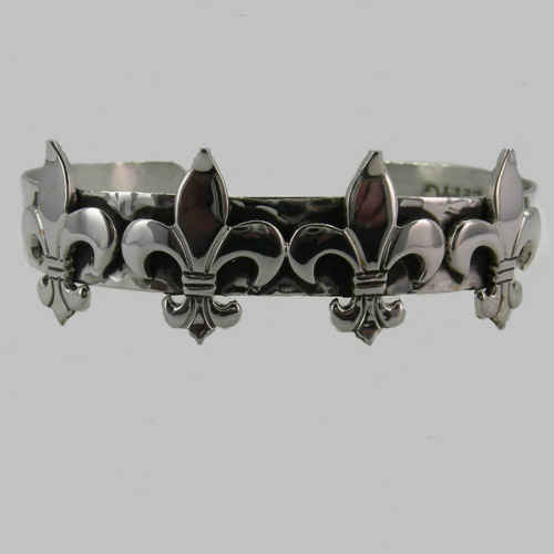Sterling Silver fleur de lis cuff bracelet