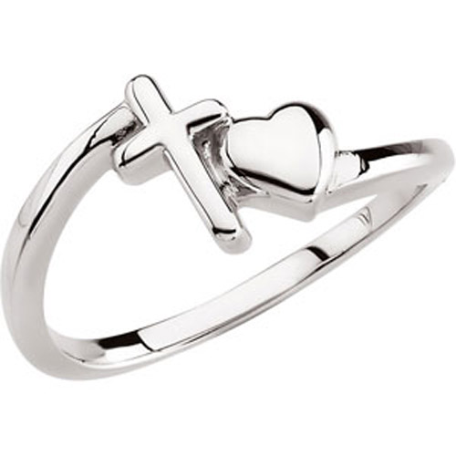 Sterling Silver cross and heart ring